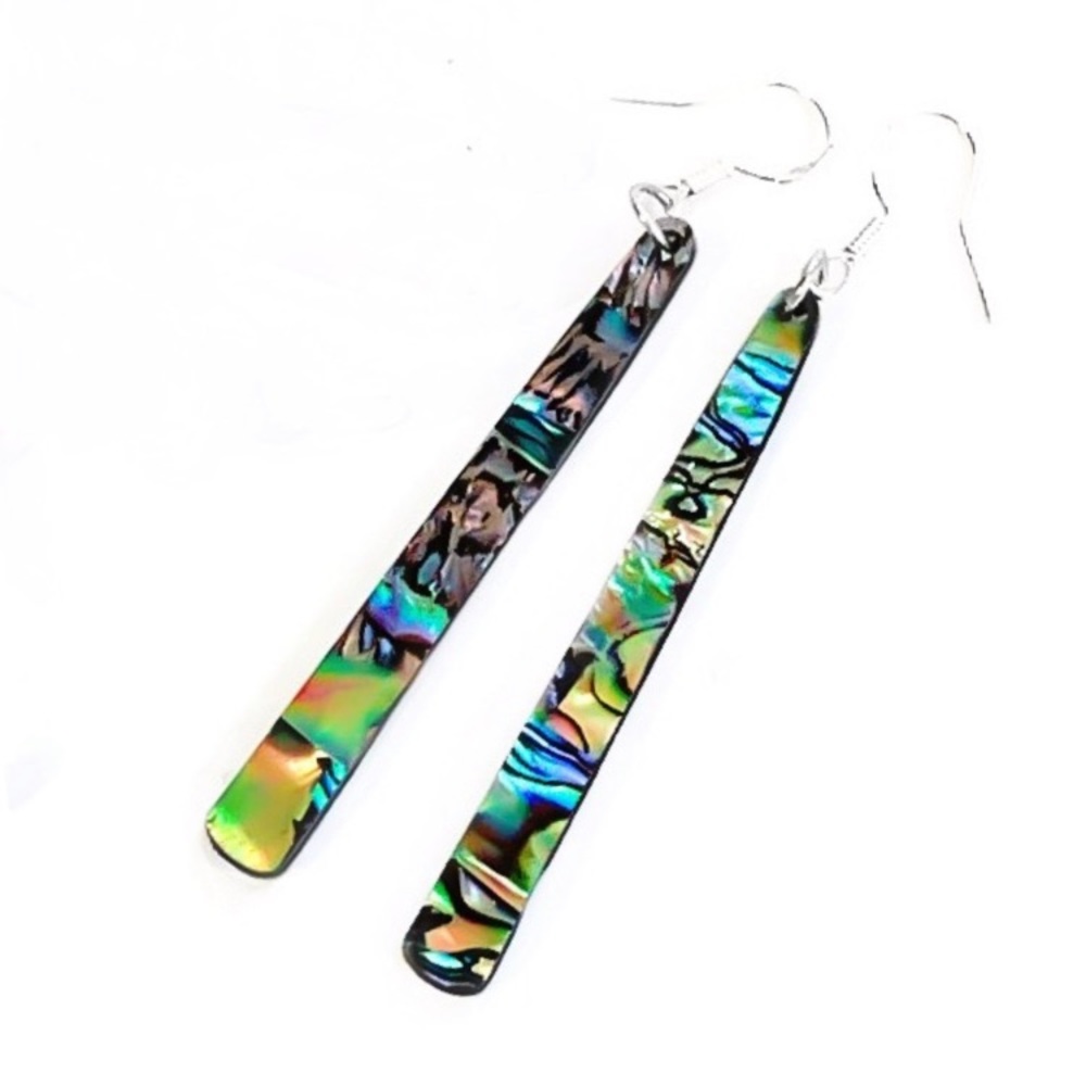 Sterling Silver Abalone Shell Earrings - Picture 2 of 4